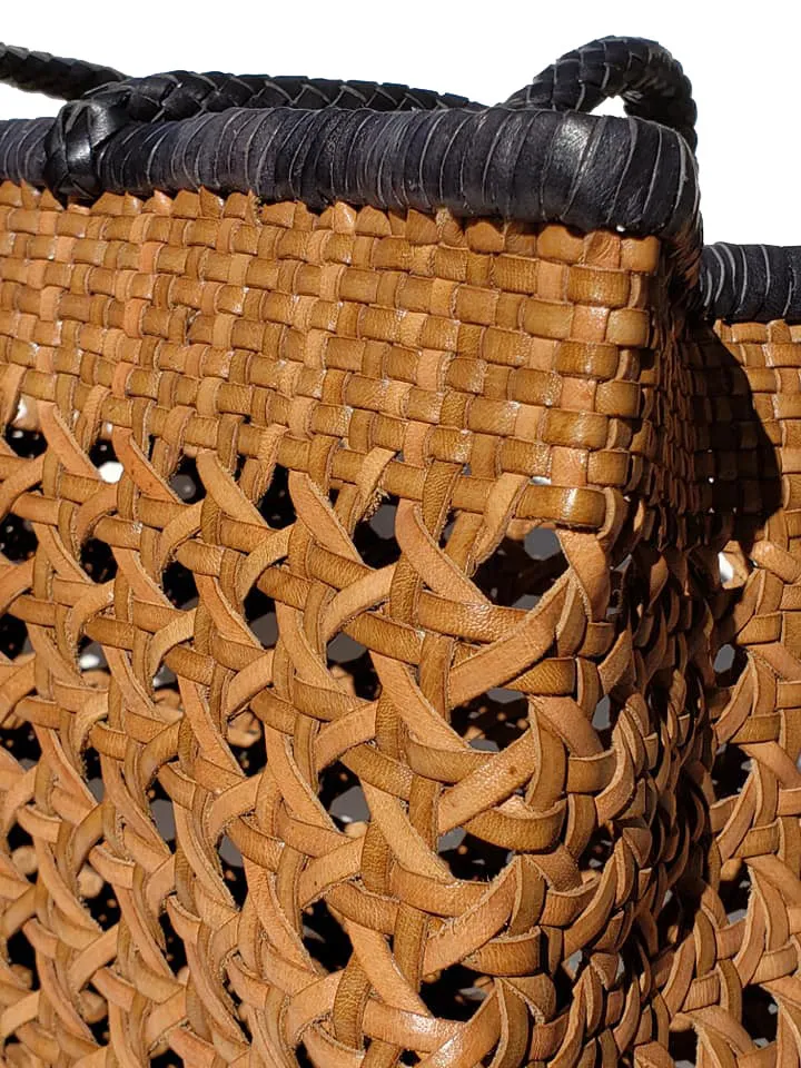 Woven Leather Large Tote Bag Wicker