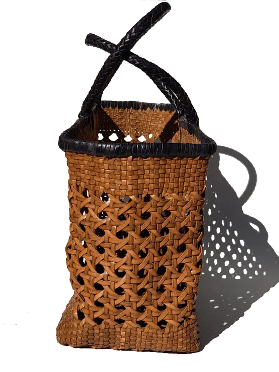 Woven Leather Large Tote Bag Wicker