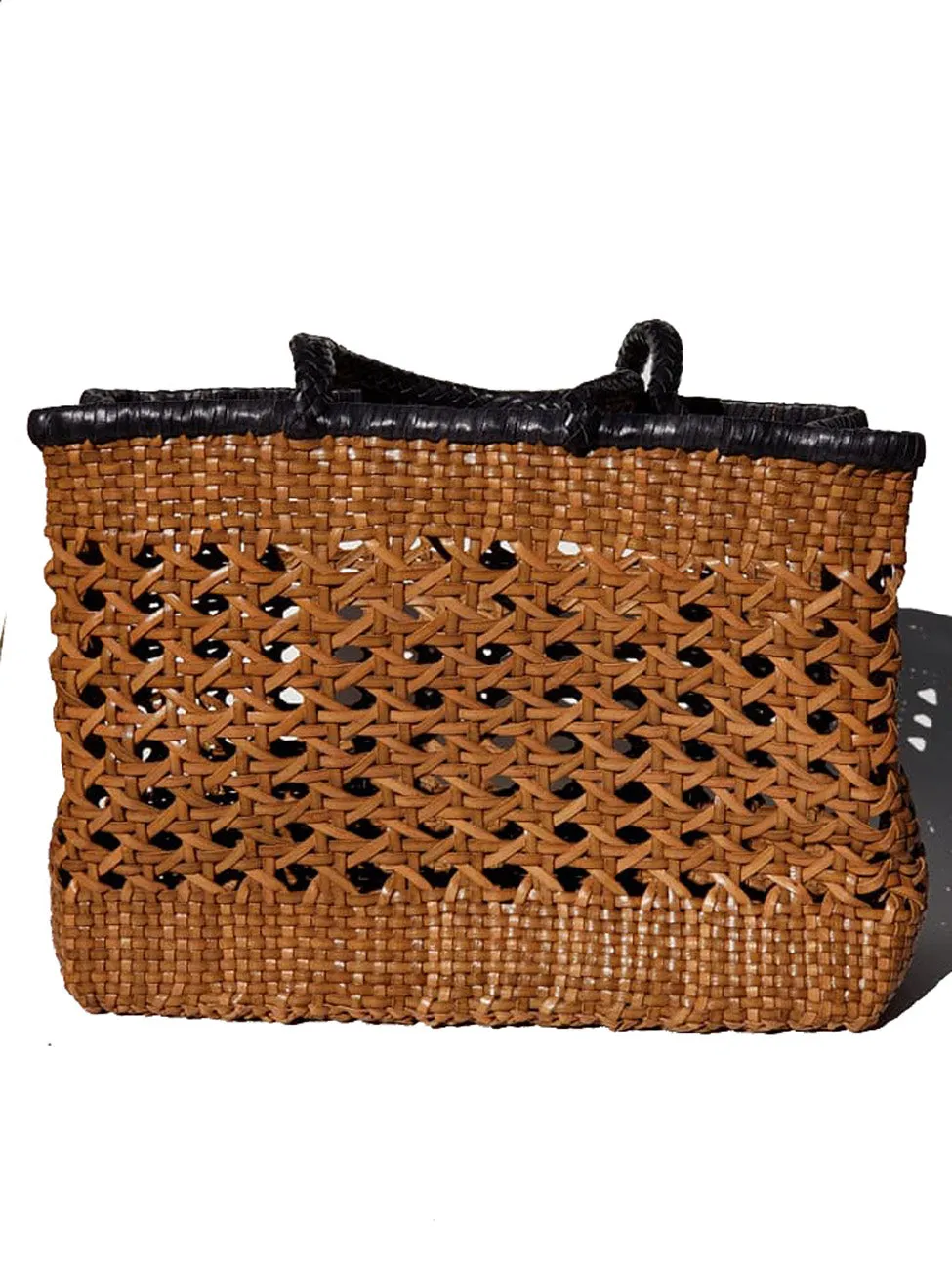 Woven Leather Large Tote Bag Wicker