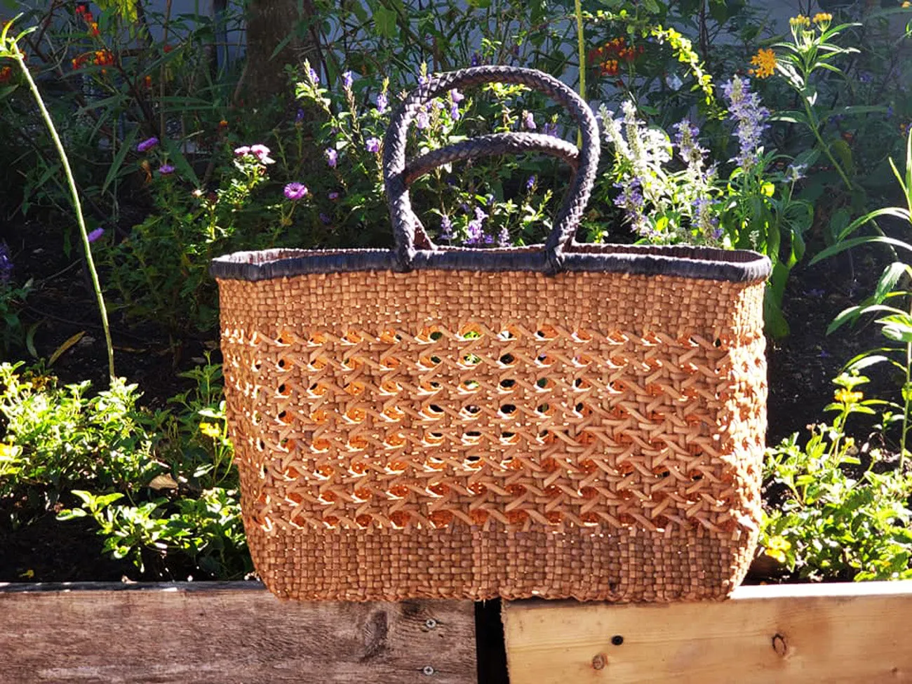 Woven Leather Large Tote Bag Wicker