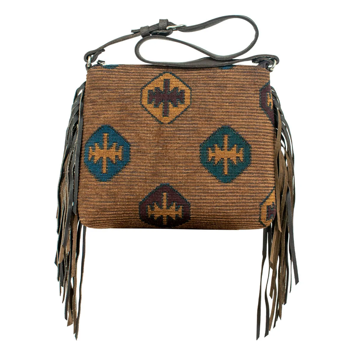 Woven Tapestry Shoulder Bag w/ Ultra Soft Leather