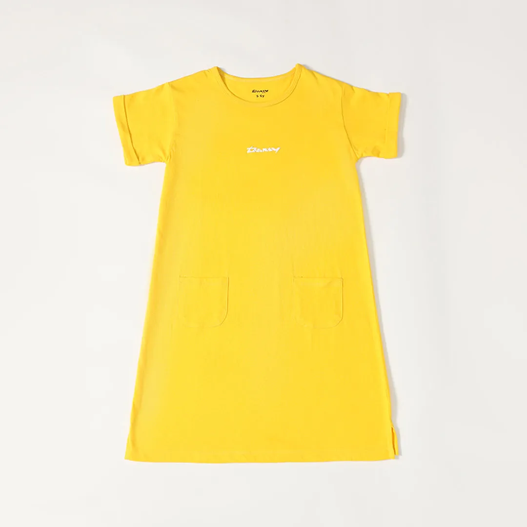 Yellow - Girls Pocket Dress