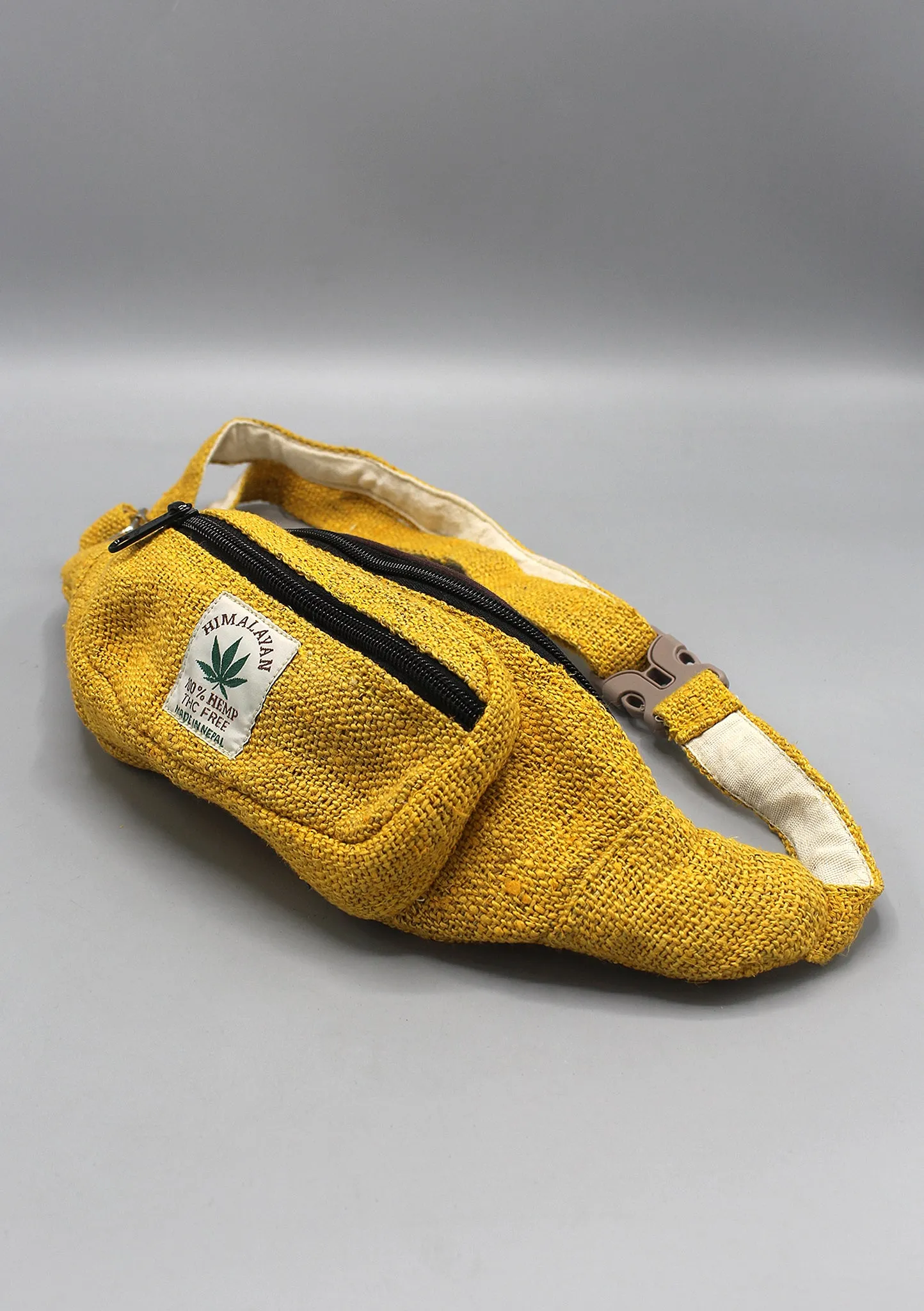 Yellow Hemp Fanny Pack, Hemp Waist Utility Belt, Hemp money bag