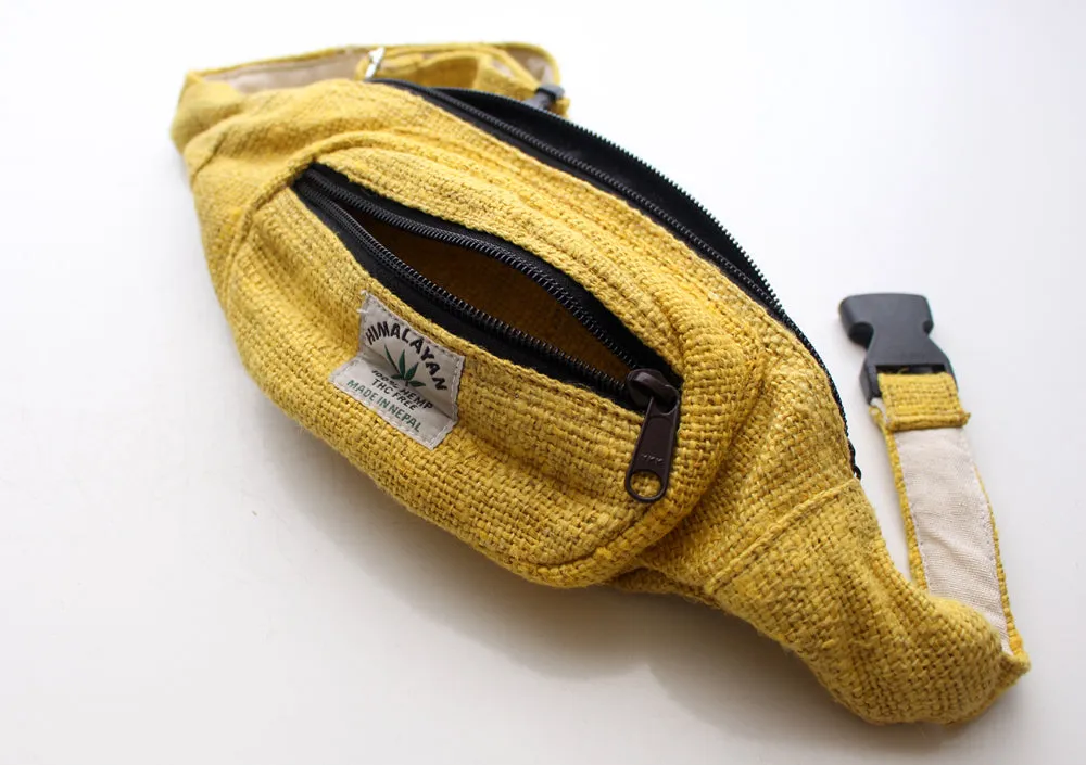 Yellow Hemp Fanny Pack, Hemp Waist Utility Belt, Hemp money bag