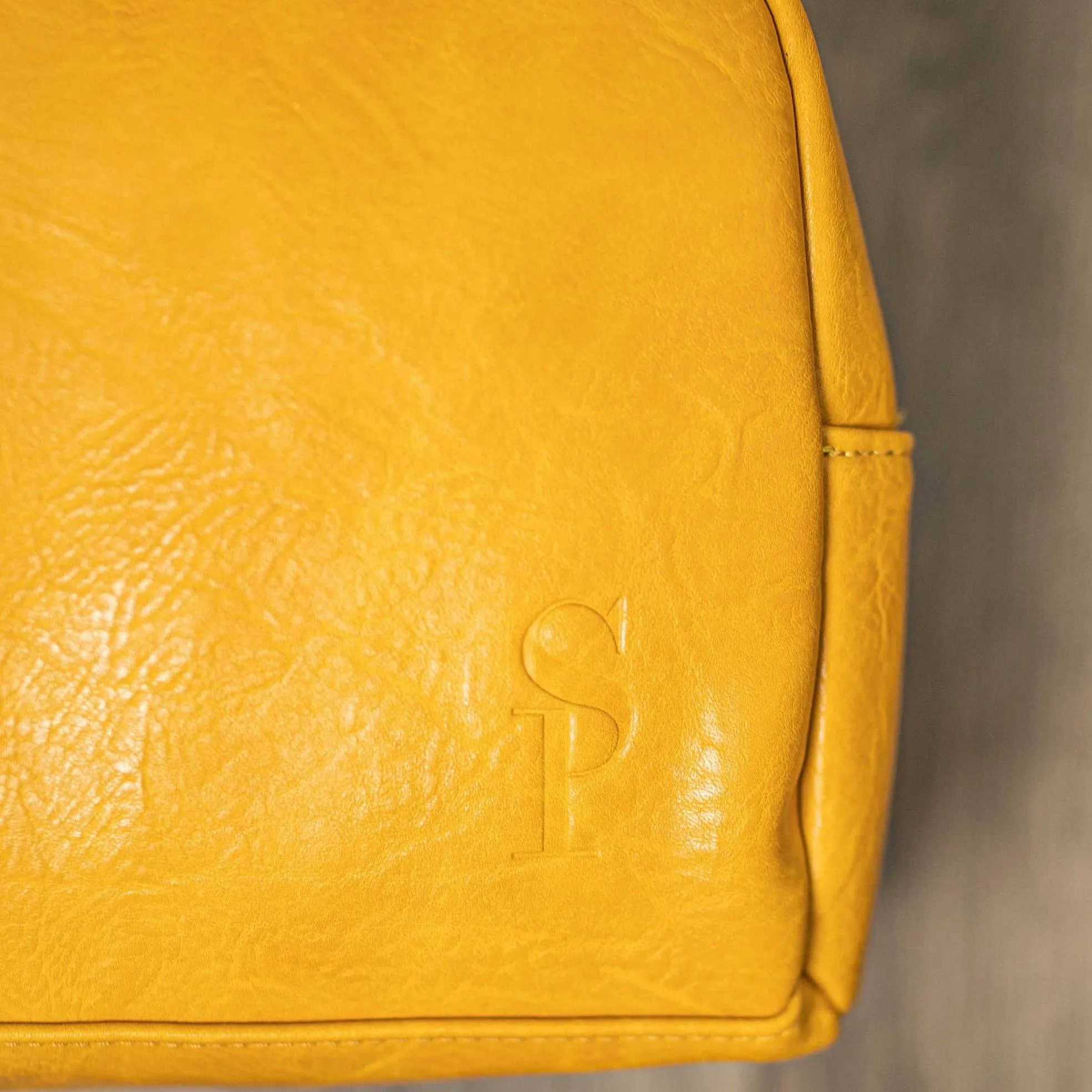 Yellow Leather Toiletry Bag