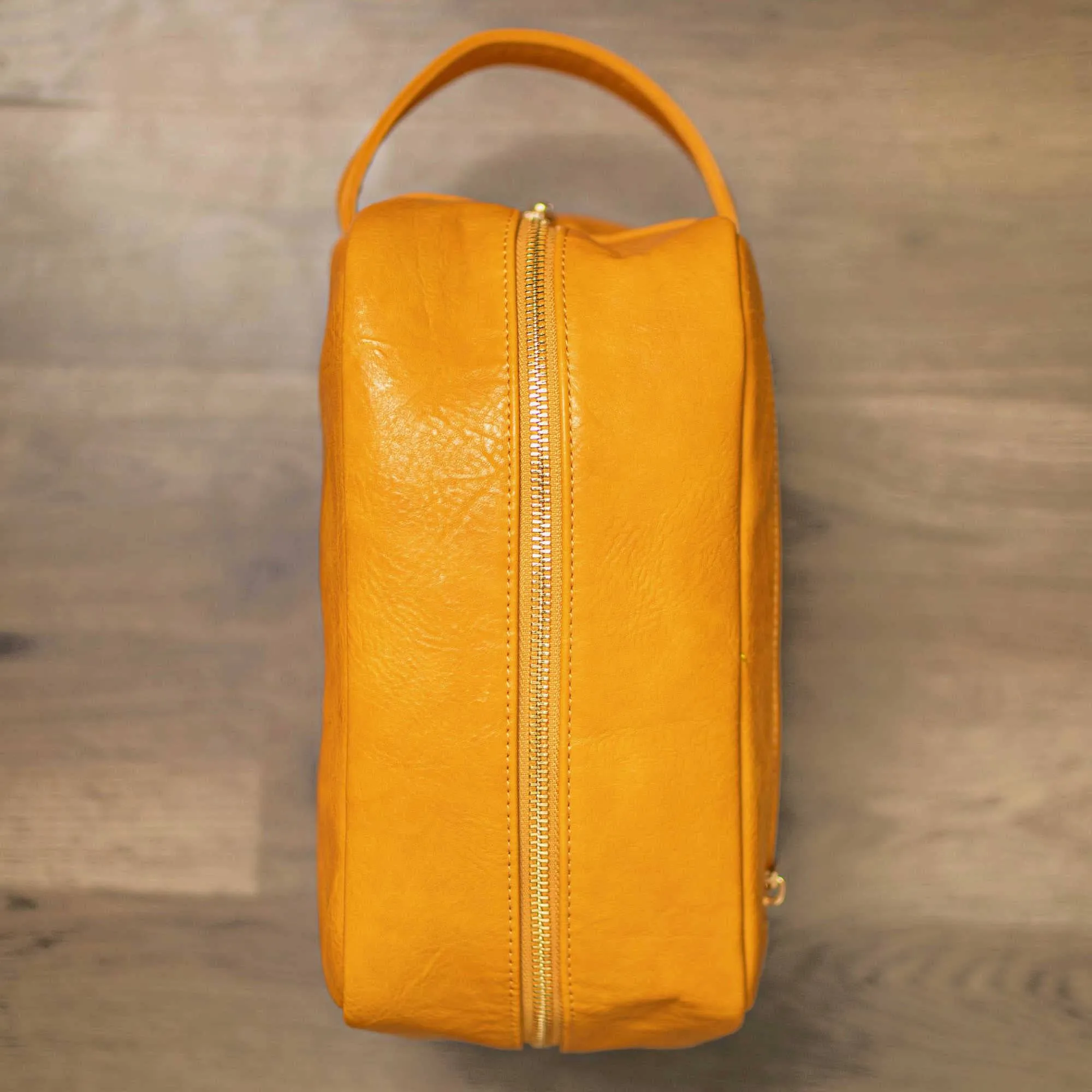 Yellow Leather Toiletry Bag