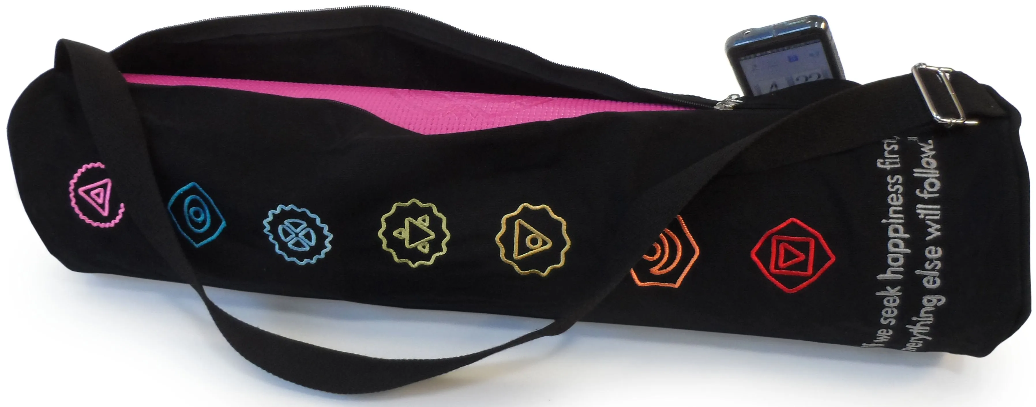 Yoga Mat Bag - 100% Organic Cotton - Chakra Embroidery Design