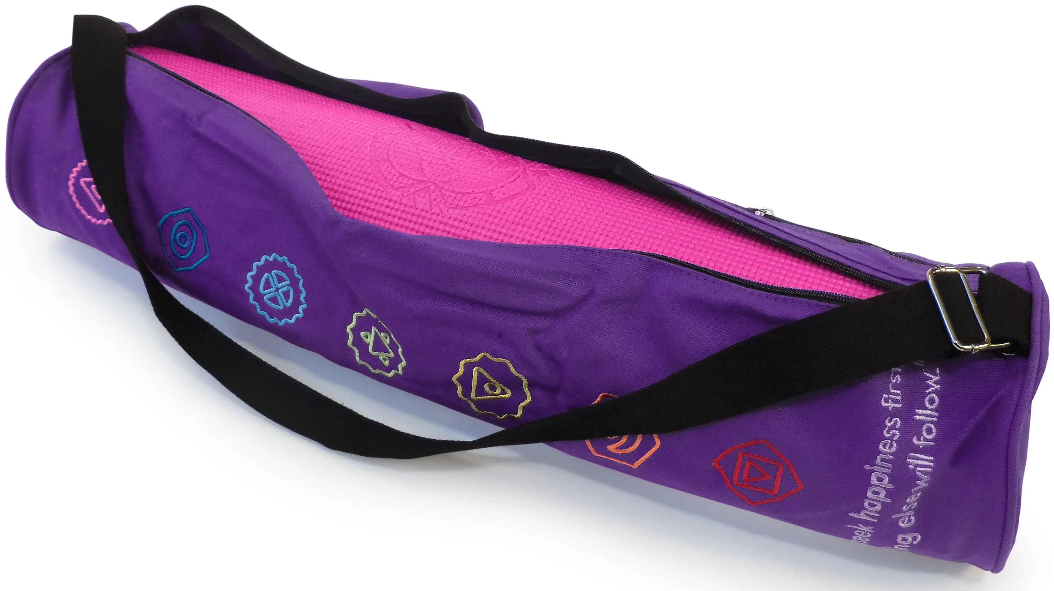 Yoga Mat Bag - 100% Organic Cotton - Chakra Embroidery Design